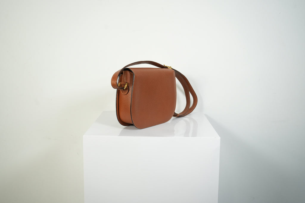 Gucci Bamboo Turnlock Crossbody Bag Brown Pebbled Leather Shoulder Bag