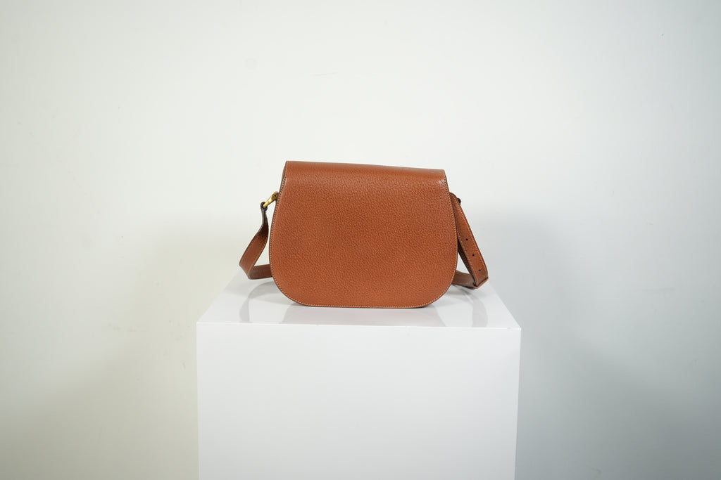 Gucci Bamboo Turnlock Crossbody Bag Brown Pebbled Leather Shoulder Bag