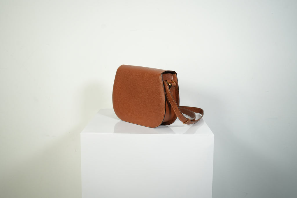 Gucci Bamboo Turnlock Crossbody Bag Brown Pebbled Leather Shoulder Bag