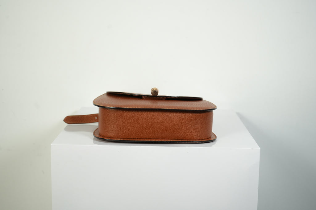 Gucci Bamboo Turnlock Crossbody Bag Brown Pebbled Leather Shoulder Bag