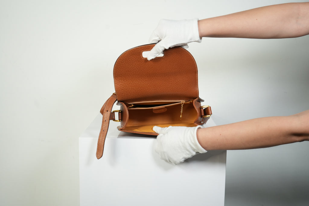 Gucci Bamboo Turnlock Crossbody Bag Brown Pebbled Leather Shoulder Bag