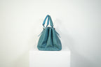 Bottega Veneta Roma Tote Intrecciato Woven Leather Handbag Teal Blue