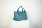 Bottega Veneta Roma Tote Intrecciato Woven Leather Handbag Teal Blue