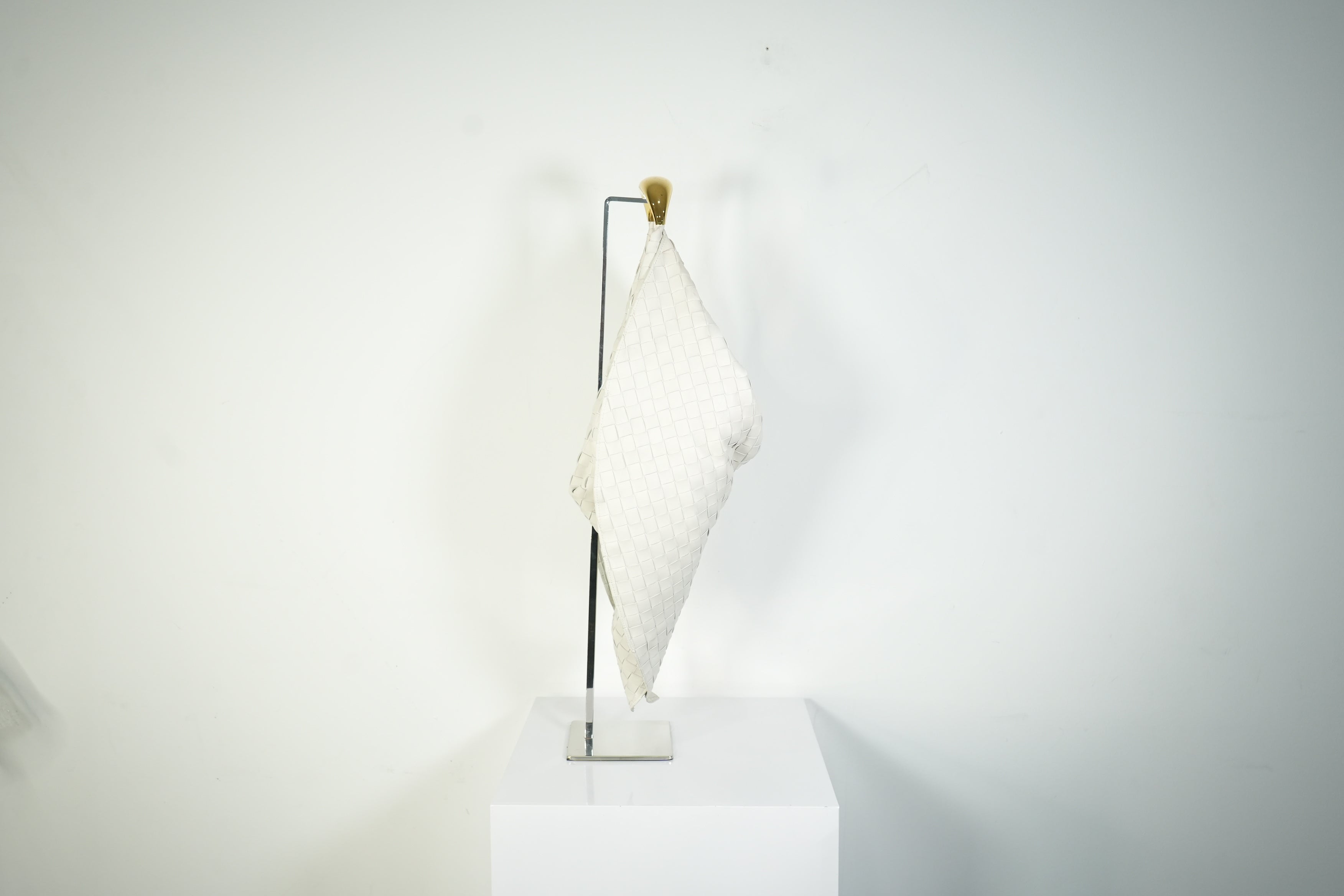Bottega Veneta Sardine Bag Intrecciato Woven Leather White Gold Handle