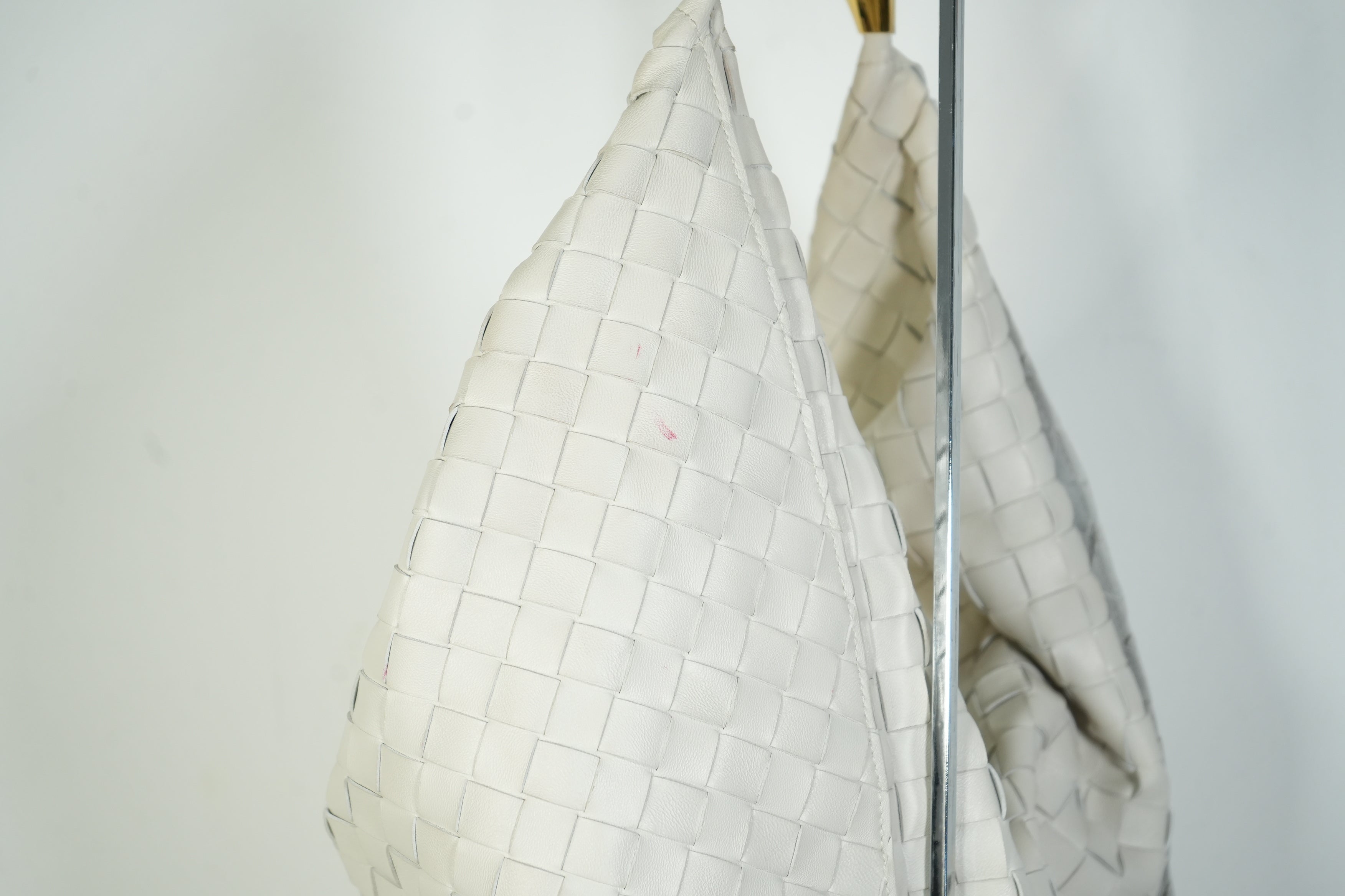 Bottega Veneta Sardine Bag Intrecciato Woven Leather White Gold Handle