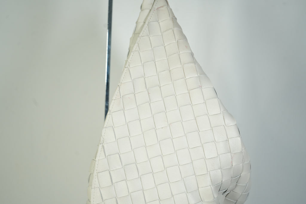 Bottega Veneta Sardine Bag Intrecciato Woven Leather White Gold Handle
