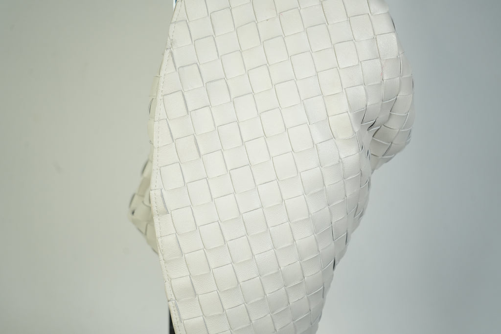 Bottega Veneta Sardine Bag Intrecciato Woven Leather White Gold Handle