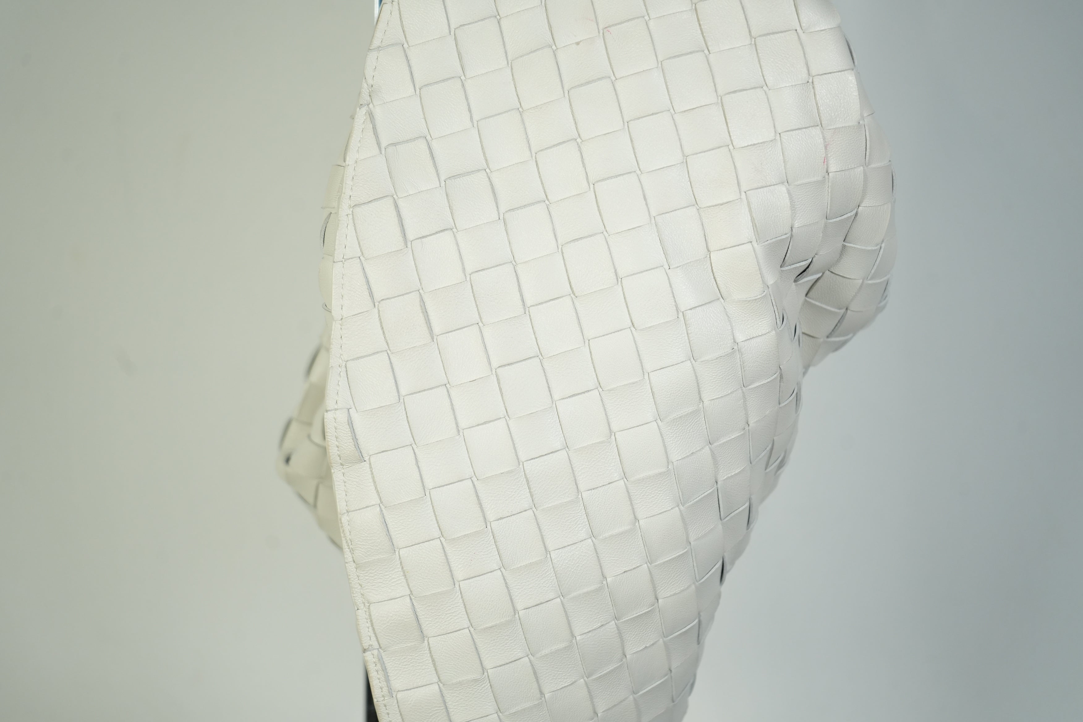 Bottega Veneta Sardine Bag Intrecciato Woven Leather White Gold Handle