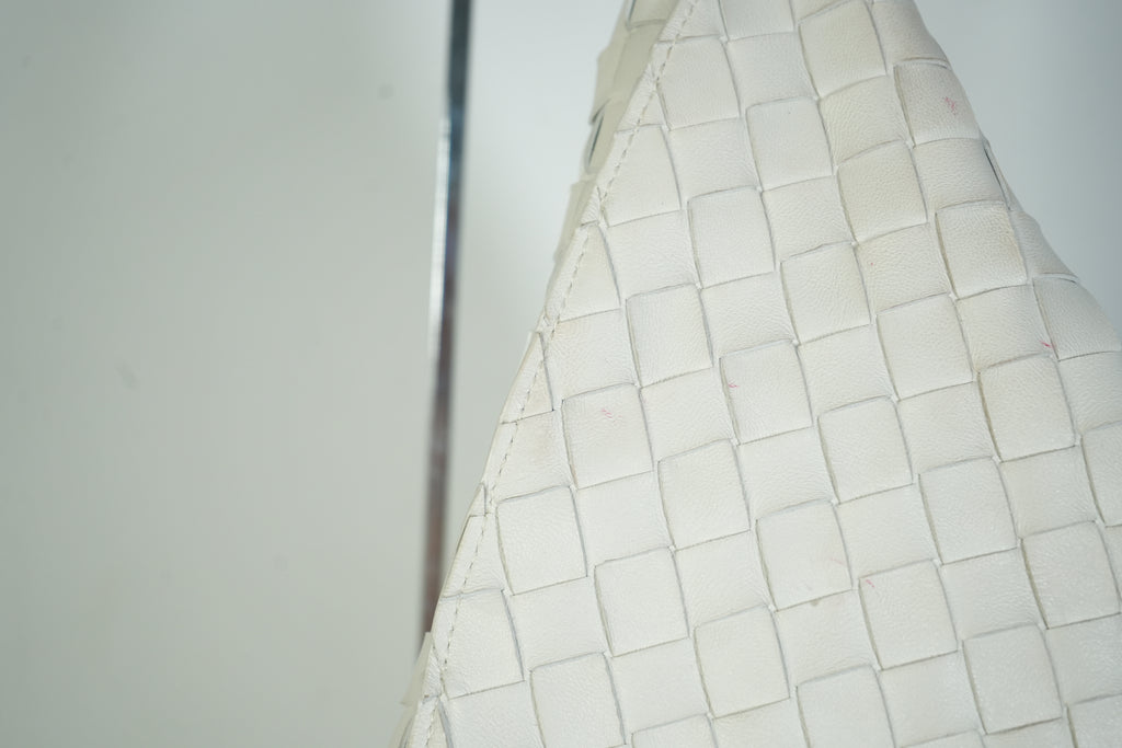 Bottega Veneta Sardine Bag Intrecciato Woven Leather White Gold Handle