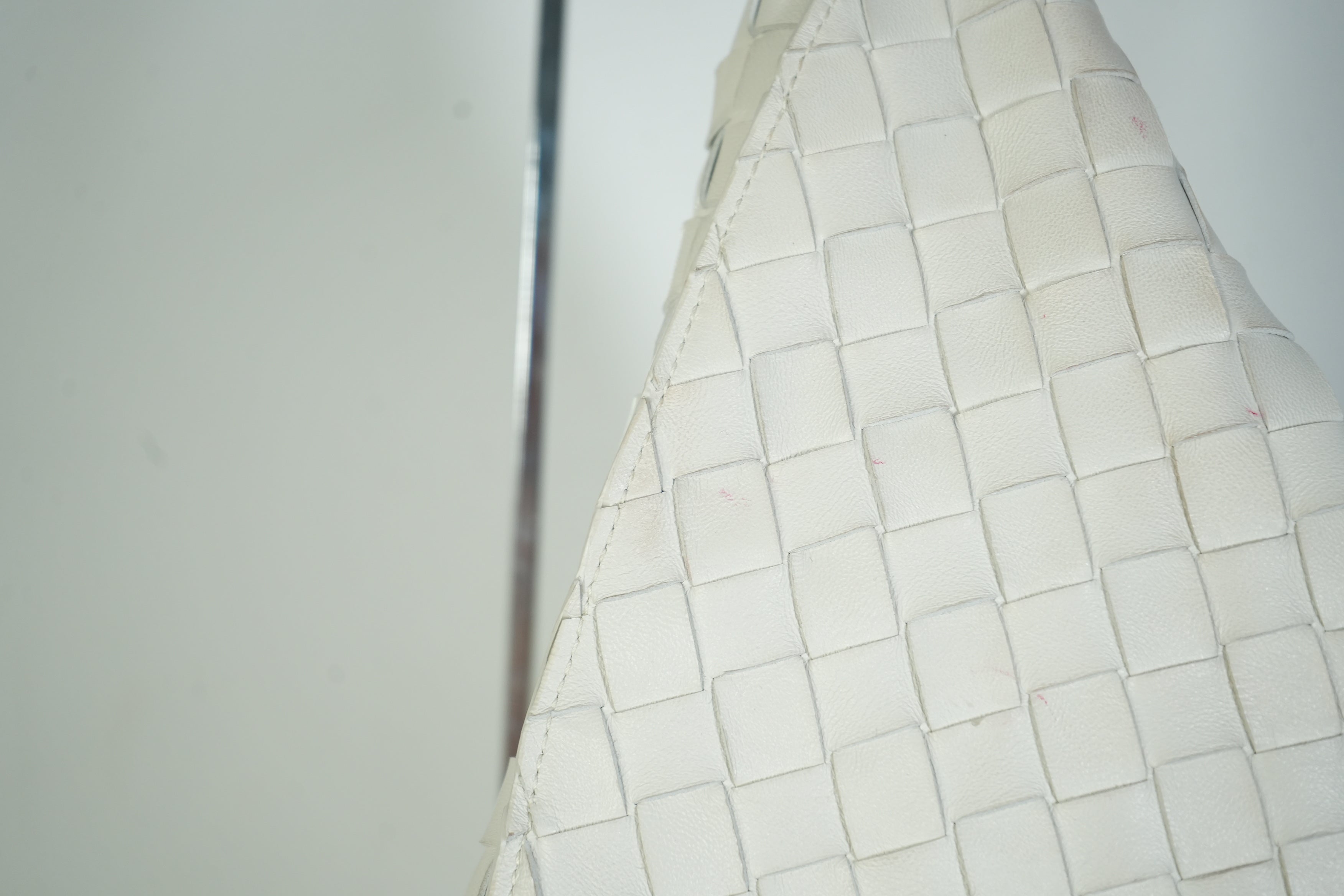 Bottega Veneta Sardine Bag Intrecciato Woven Leather White Gold Handle