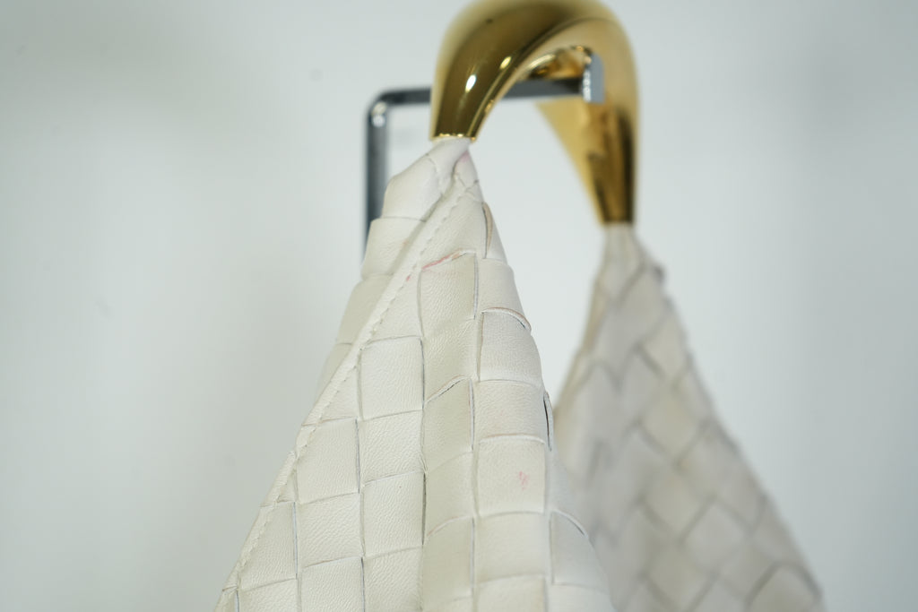 Bottega Veneta Sardine Bag Intrecciato Woven Leather White Gold Handle