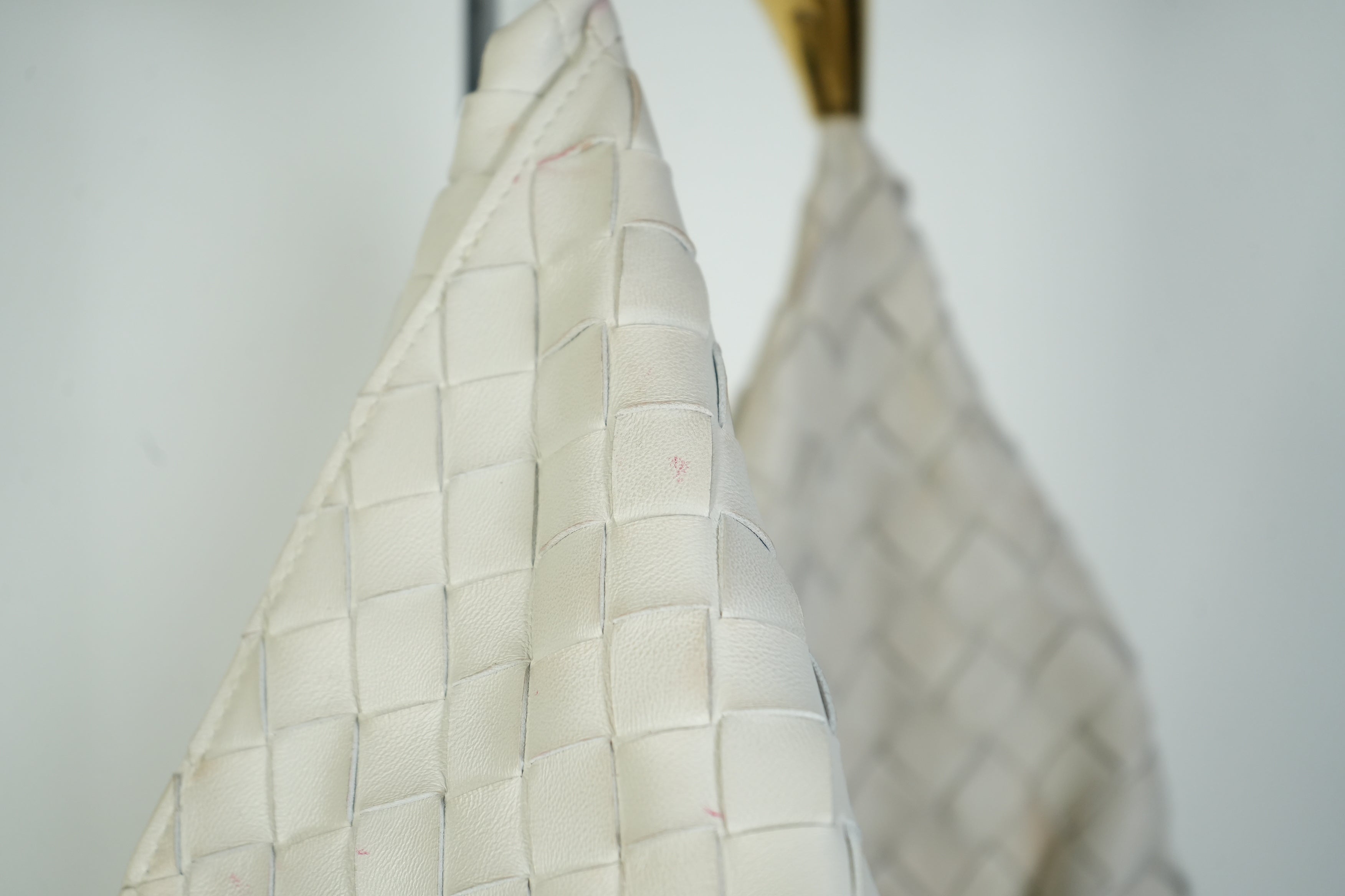 Bottega Veneta Sardine Bag Intrecciato Woven Leather White Gold Handle
