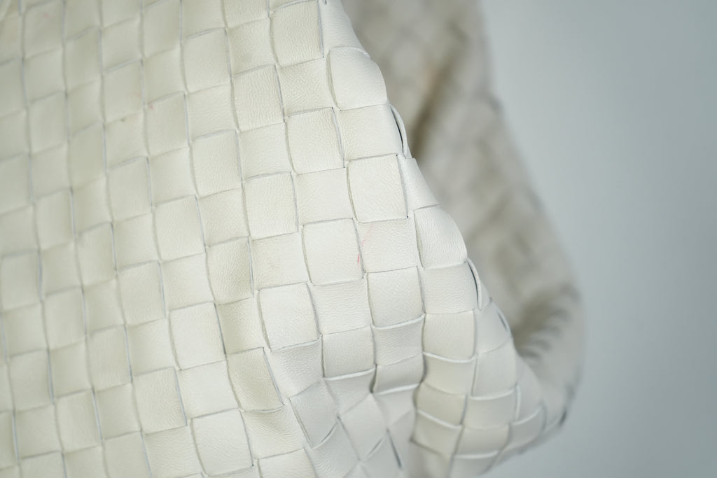 Bottega Veneta Sardine Bag Intrecciato Woven Leather White Gold Handle
