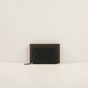 Gucci Black Microguccissima Zip Around Wallet W/Box