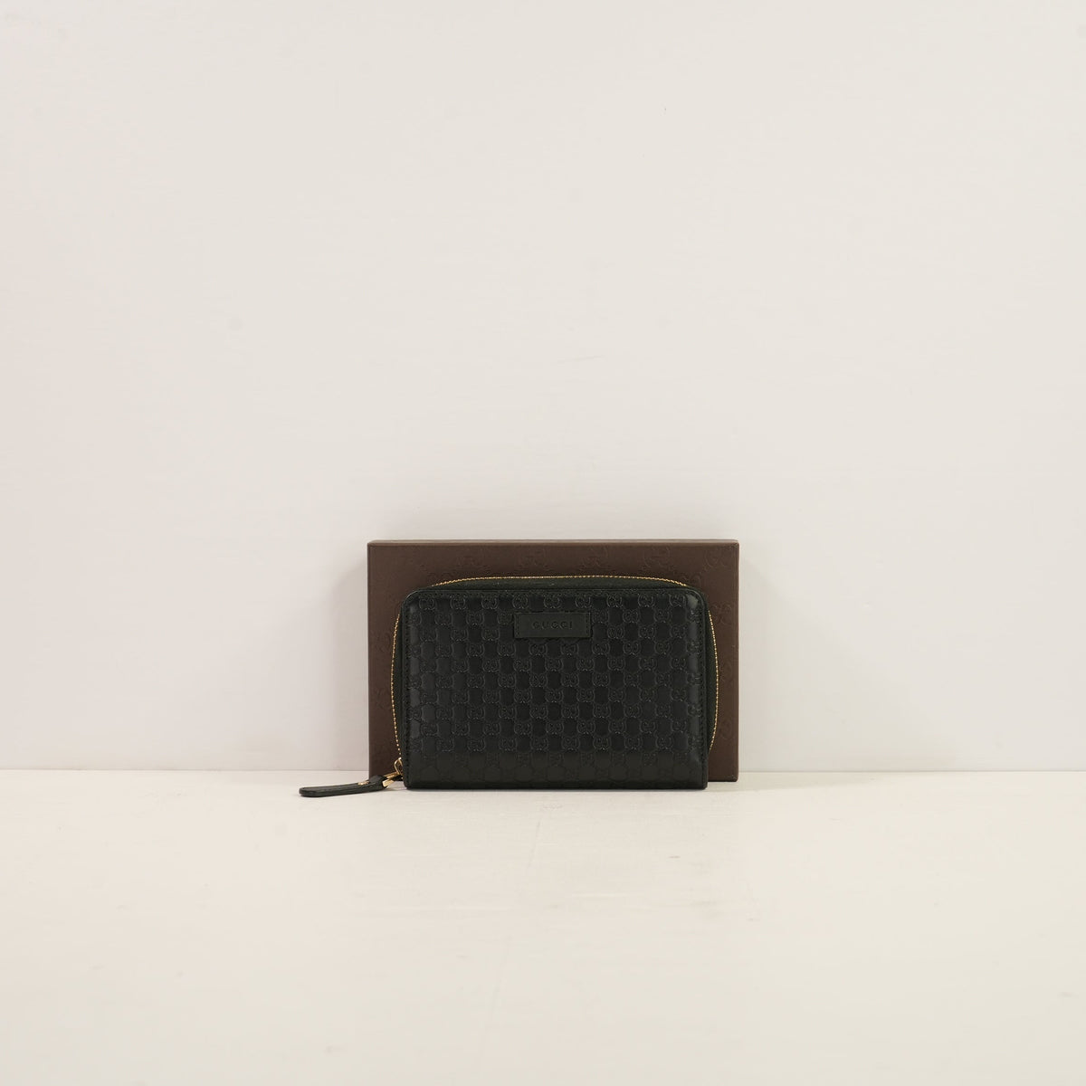Gucci Black Microguccissima Zip Around Wallet W/Box