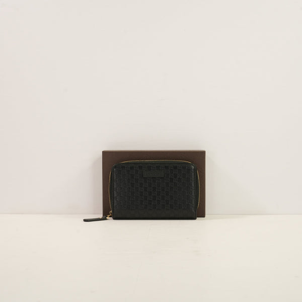 Gucci Black Microguccissima Zip Around Wallet W/Box