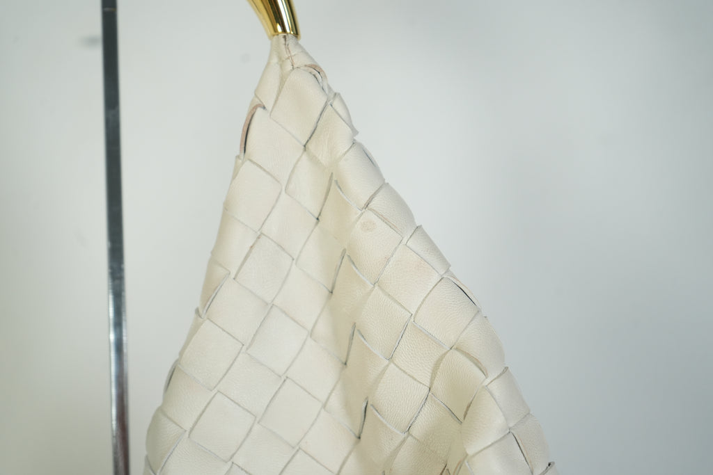 Bottega Veneta Sardine Bag Intrecciato Woven Leather White Gold Handle