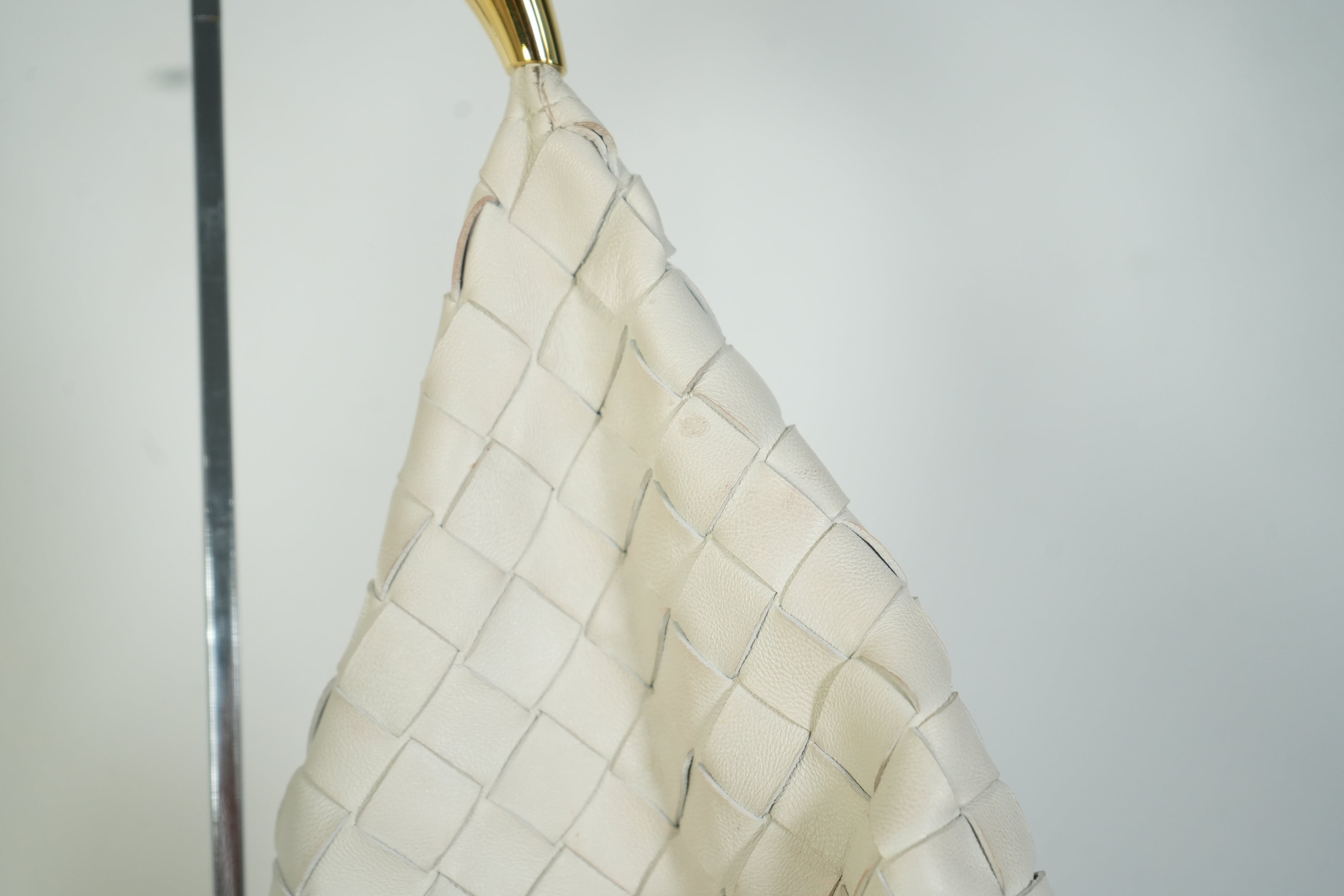 Bottega Veneta Sardine Bag Intrecciato Woven Leather White Gold Handle