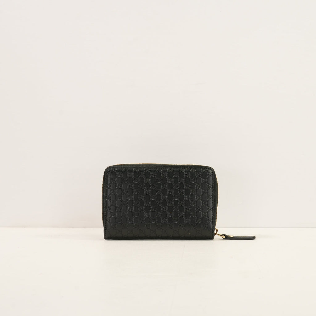 Gucci Black Microguccissima Zip Around Wallet W/Box