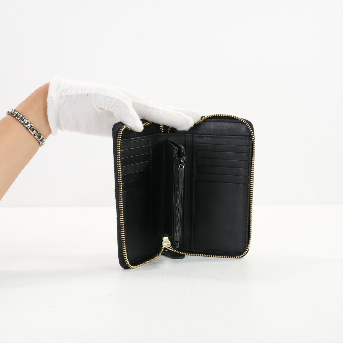 Gucci Black Microguccissima Zip Around Wallet W/Box