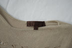 LOEWE Madrid Knit Sweater Beige Tan Pointelle Open Stitch Scoop Neck Womens Size M