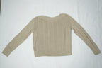 LOEWE Madrid Knit Sweater Beige Tan Pointelle Open Stitch Scoop Neck Womens Size M