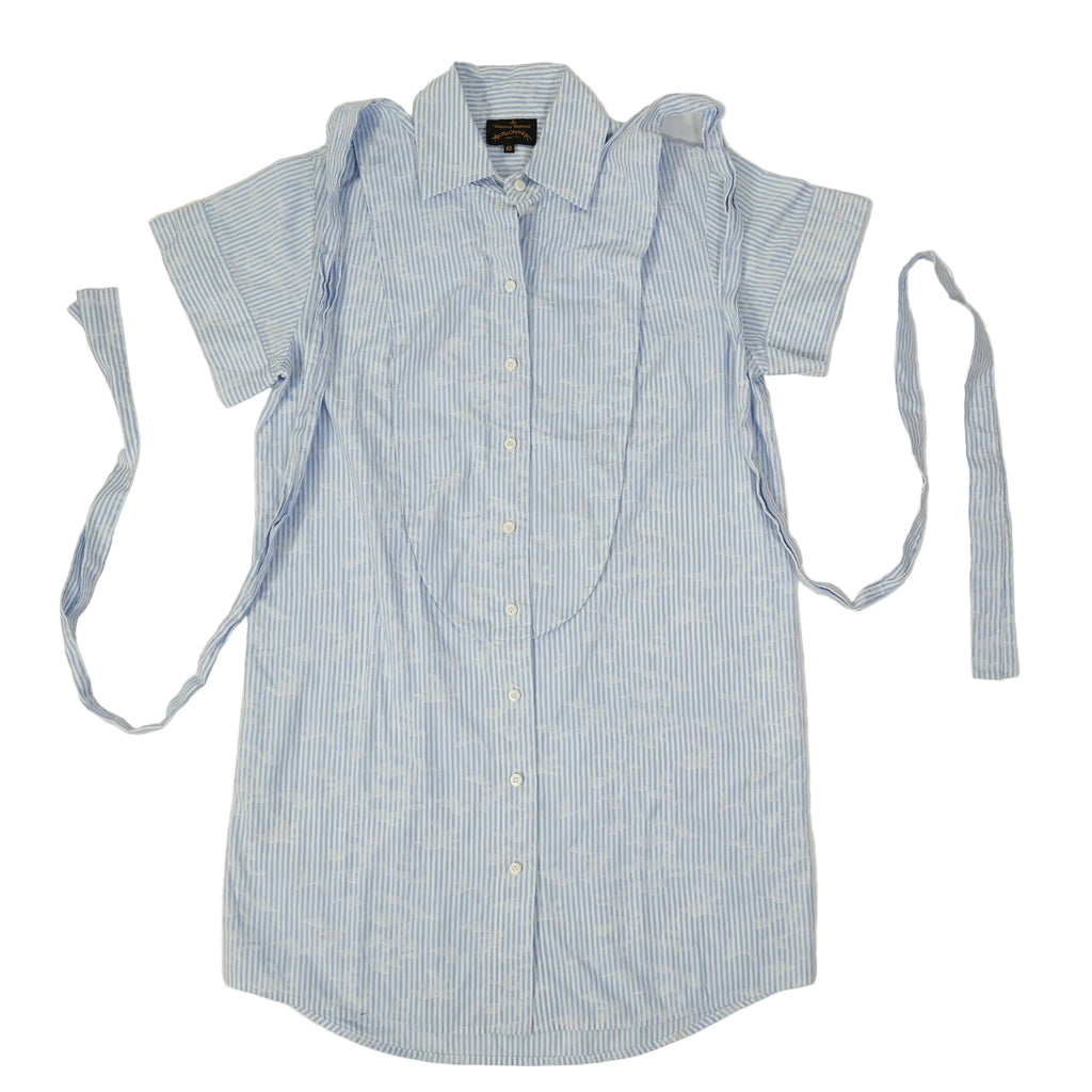 Vivienne Westwood Anglomania Striped Shirt Dress Blue White IT 42 Short Sleeve