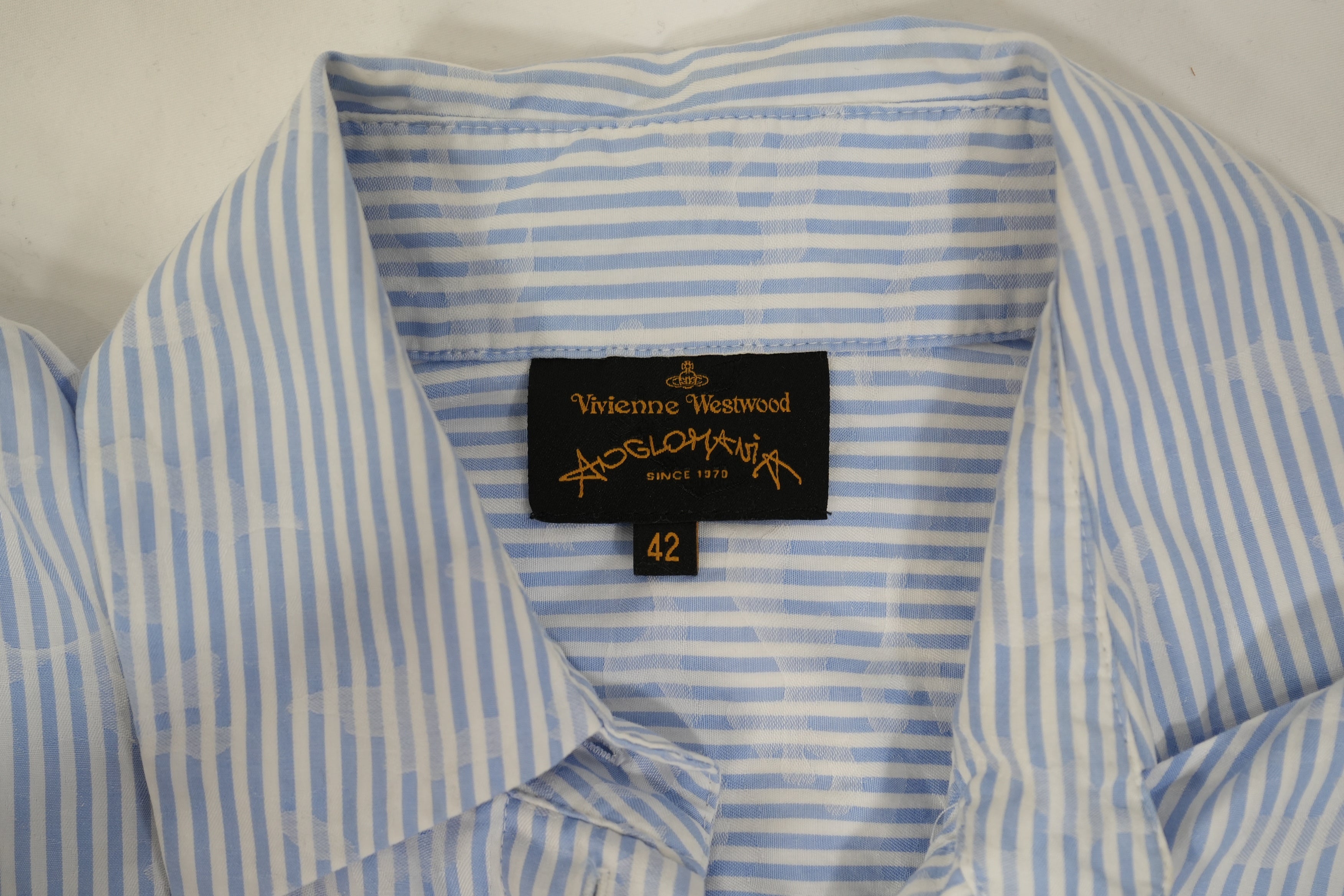 Vivienne Westwood Anglomania Striped Shirt Dress Blue White IT 42 Short Sleeve