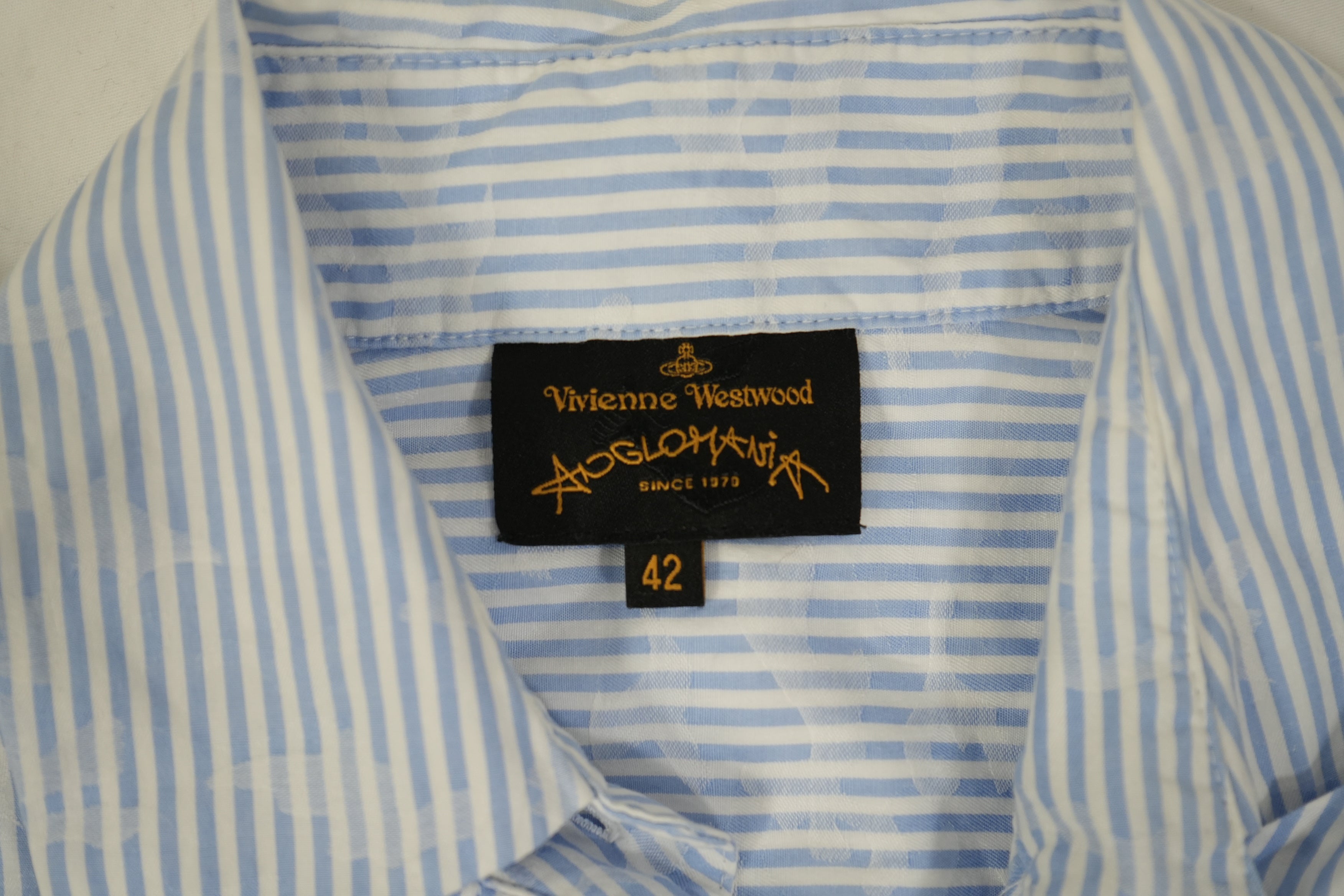 Vivienne Westwood Anglomania Striped Shirt Dress Blue White IT 42 Short Sleeve