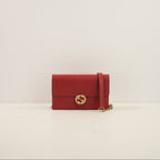 Gucci Red Interlocking G Wallet On Chain W/Box
