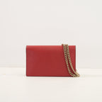 Gucci Red Interlocking G Wallet On Chain W/Box