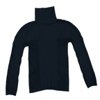 ISSEY MIYAKE Turtleneck Sweater Navy Blue Ribbed Knit Top