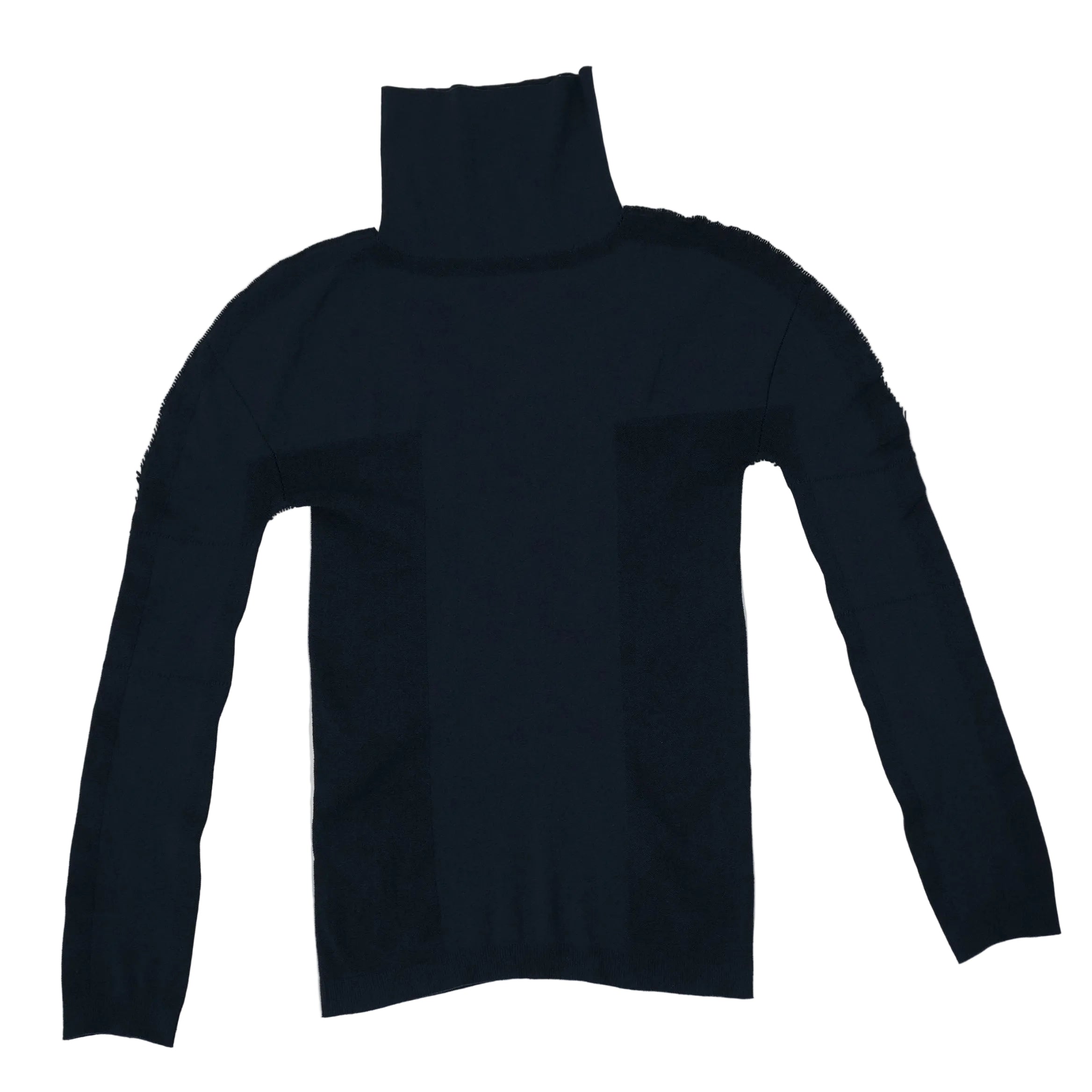 ISSEY MIYAKE Turtleneck Sweater Navy Blue Ribbed Knit Top