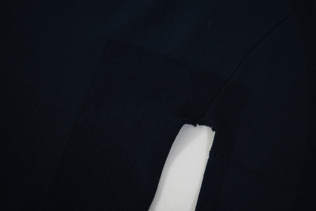ISSEY MIYAKE Turtleneck Sweater Navy Blue Ribbed Knit Top
