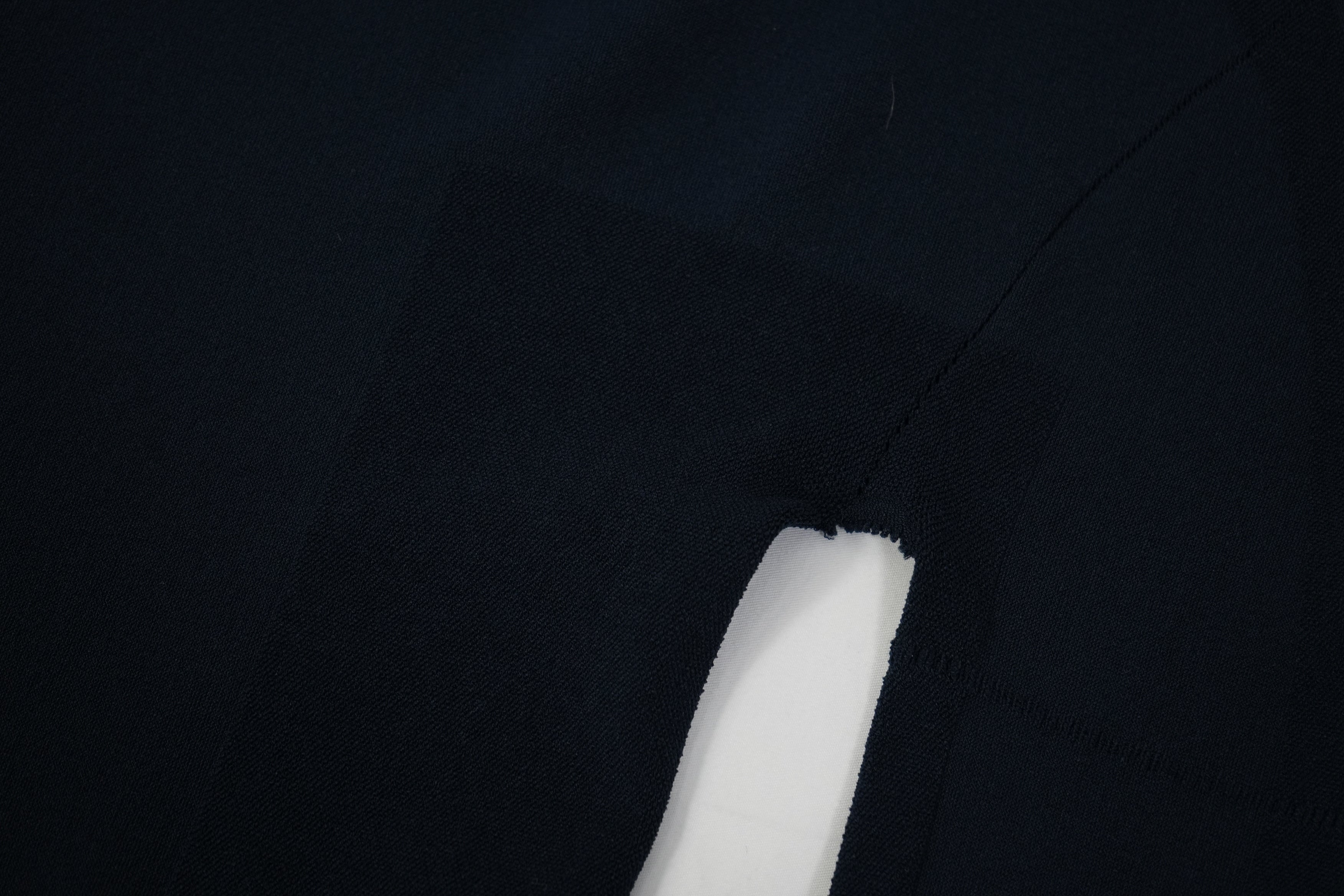ISSEY MIYAKE Turtleneck Sweater Navy Blue Ribbed Knit Top