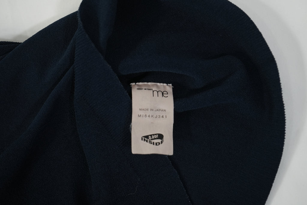 ISSEY MIYAKE Turtleneck Sweater Navy Blue Ribbed Knit Top