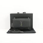 Saint Laurent Black Lambskin Medium Sunset Bag (Fullset)