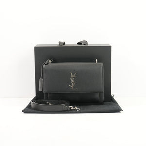 Saint Laurent Black Lambskin Medium Sunset Bag (Fullset)