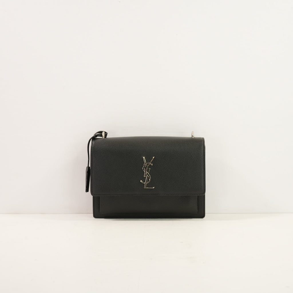 Saint Laurent Black Lambskin Medium Sunset Bag (Fullset)