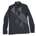 Bottega Veneta Geometric Patchwork Denim Shirt Indigo Blue Long Sleeve