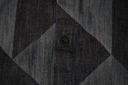 Bottega Veneta Geometric Patchwork Denim Shirt Indigo Blue Long Sleeve