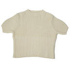 Toteme Ribbed Knit Sweater Cream Off White Short Sleeve Crew Neck Womens Size XS