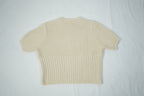 Toteme Ribbed Knit Sweater Cream Off White Short Sleeve Crew Neck Womens Size XS