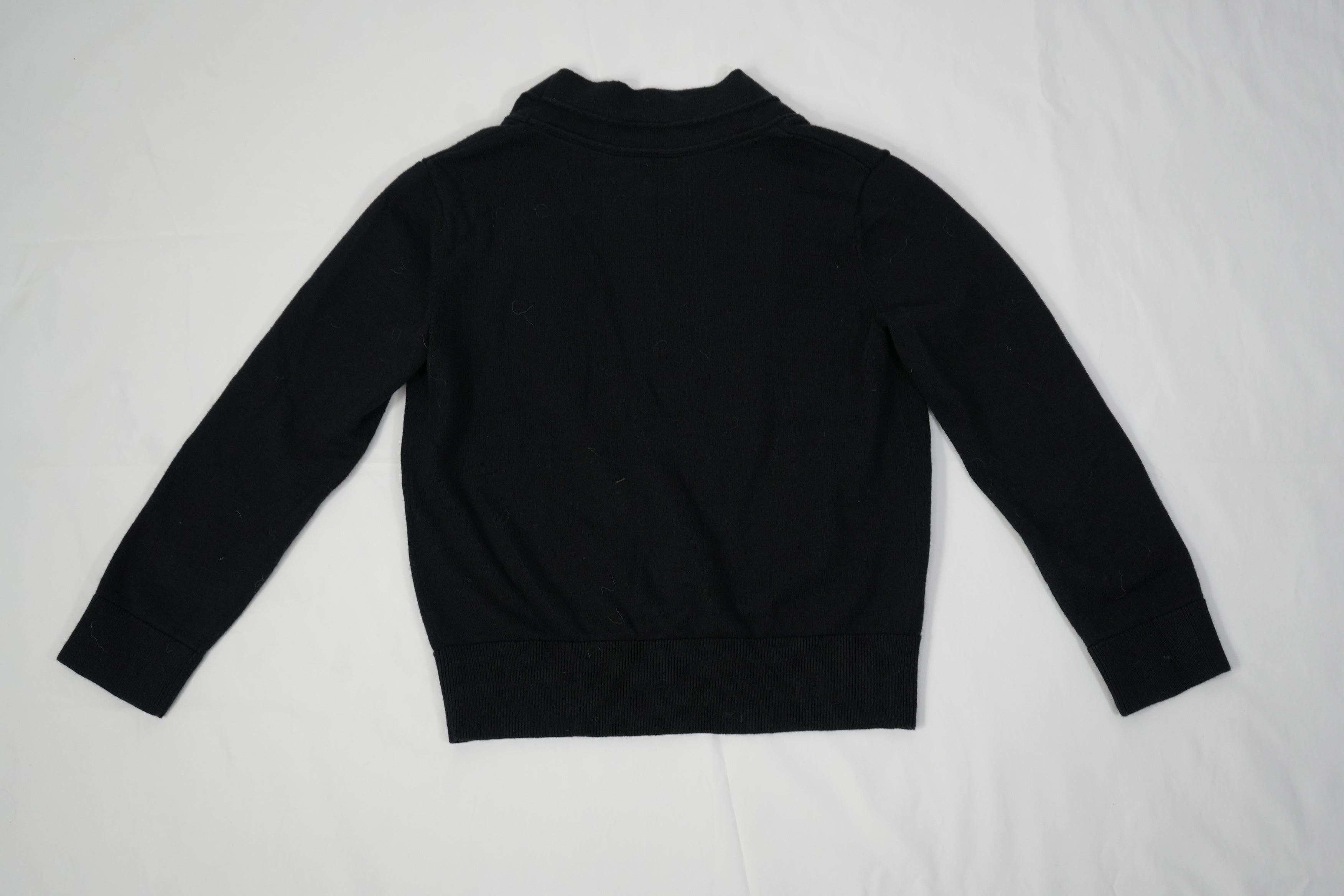 CHANEL Uniform Black Cardigan Sweater V-Neck Button Front Pockets Womens Size XS