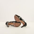 Prada Black Patent Leather Cutout Slingback Platform Heels, 36