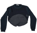 Givenchy Cropped Sweatshirt Navy Blue Curved Mesh Trim Pullover Women’s