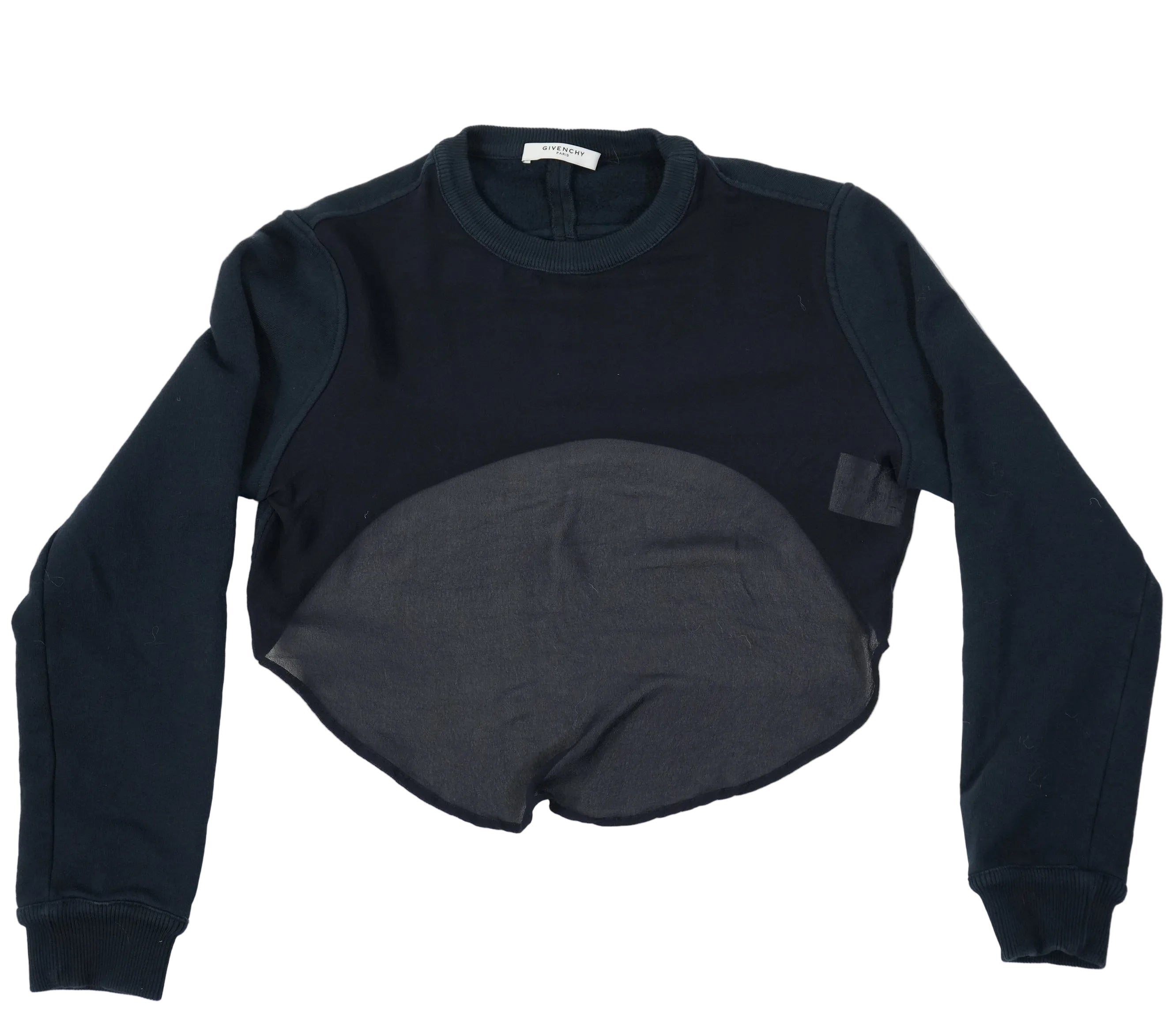 Givenchy Cropped Sweatshirt Navy Blue Curved Mesh Trim Pullover Women’s