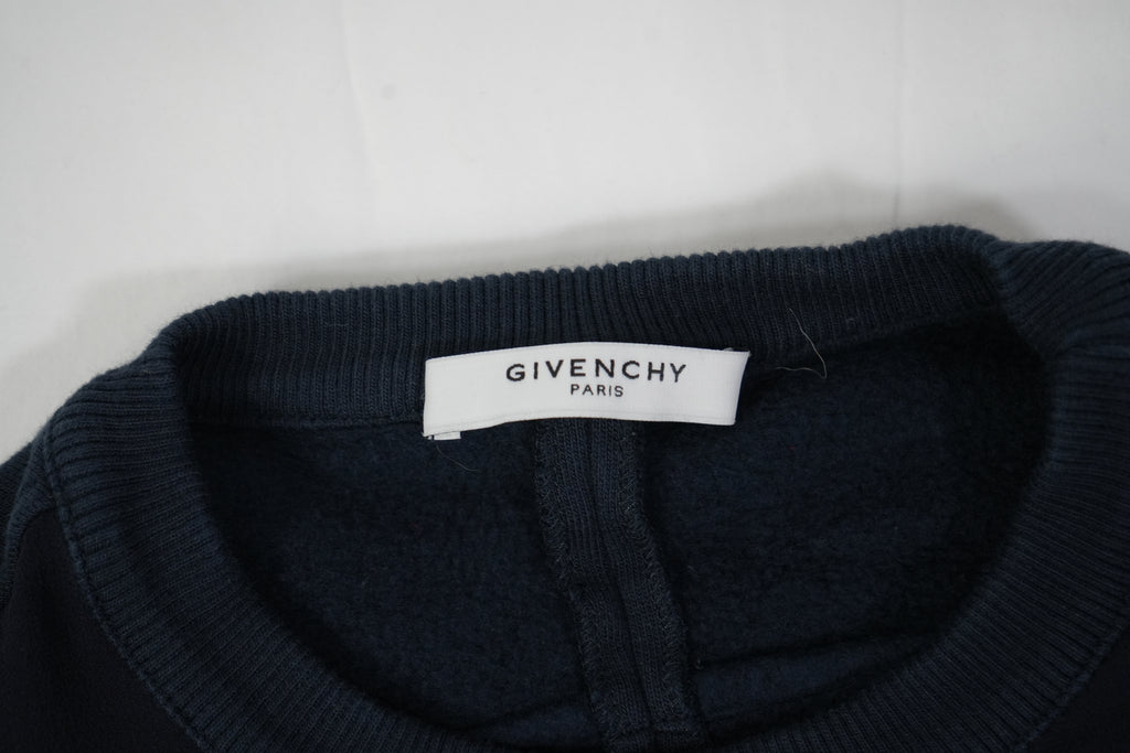 Givenchy Cropped Sweatshirt Navy Blue Curved Mesh Trim Pullover Women’s