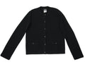 Chanel Uniform Black Cardigan Sweater CC Logo Buttons Knit Womens Size S