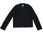 Chanel Uniform Black Cardigan Sweater CC Logo Buttons Knit Womens Size S